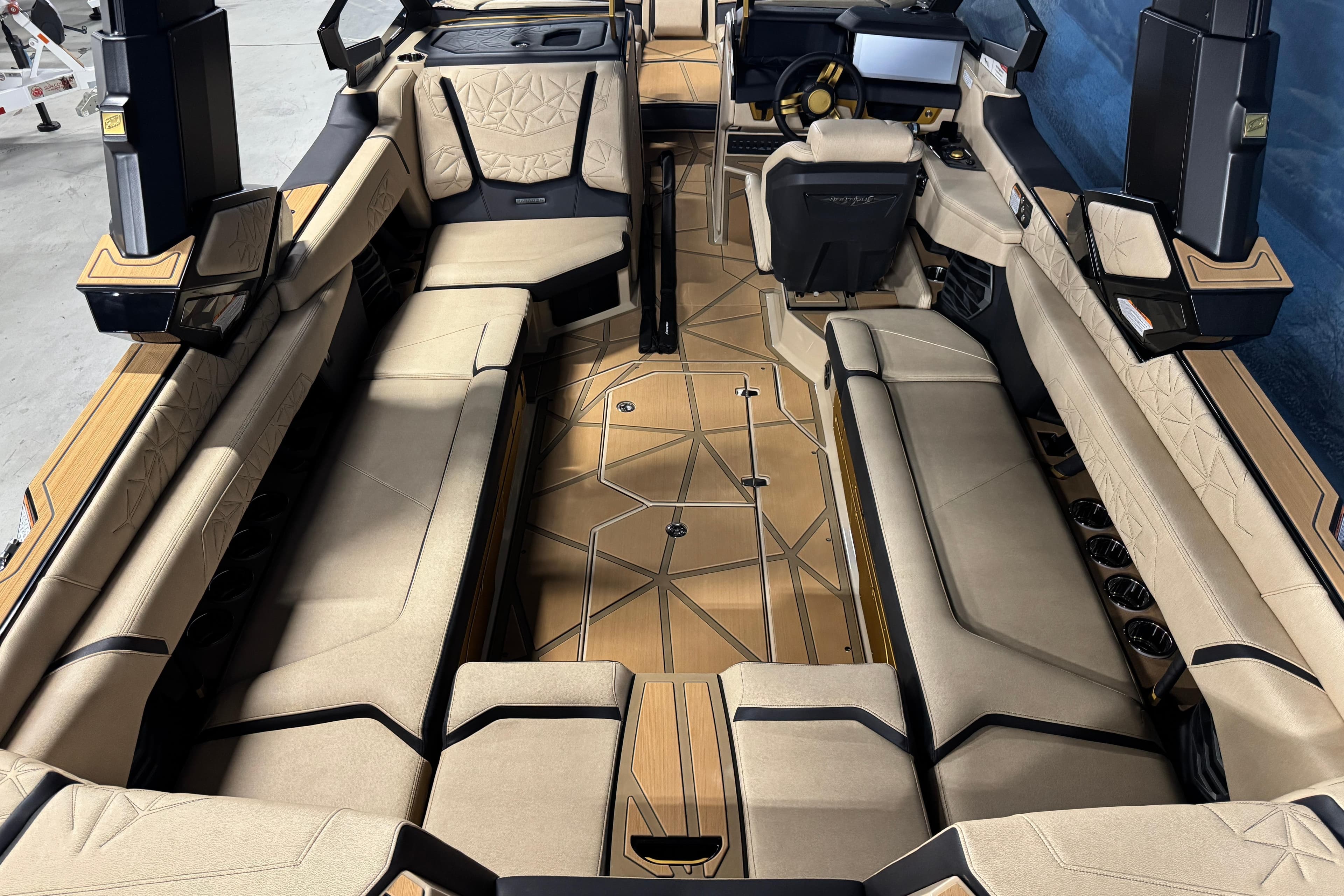 Luxurious interior of 2026 Nautique Super Air Nautique G25 Paragon boat.