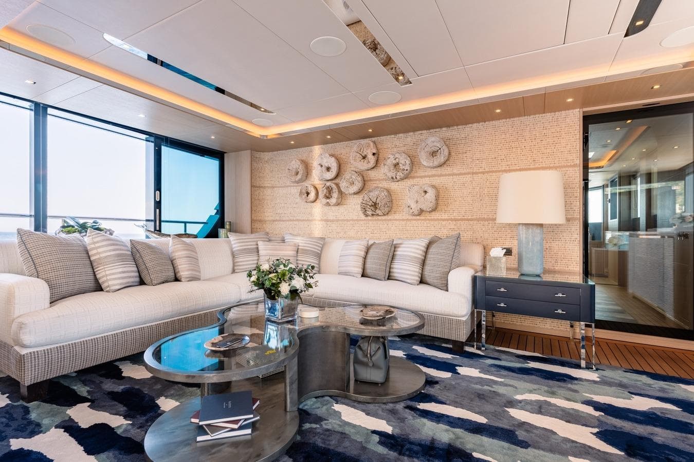 Luxurious interior of 2020 Moonen Martinique YN1 yacht with elegant decor and modern furnishings.