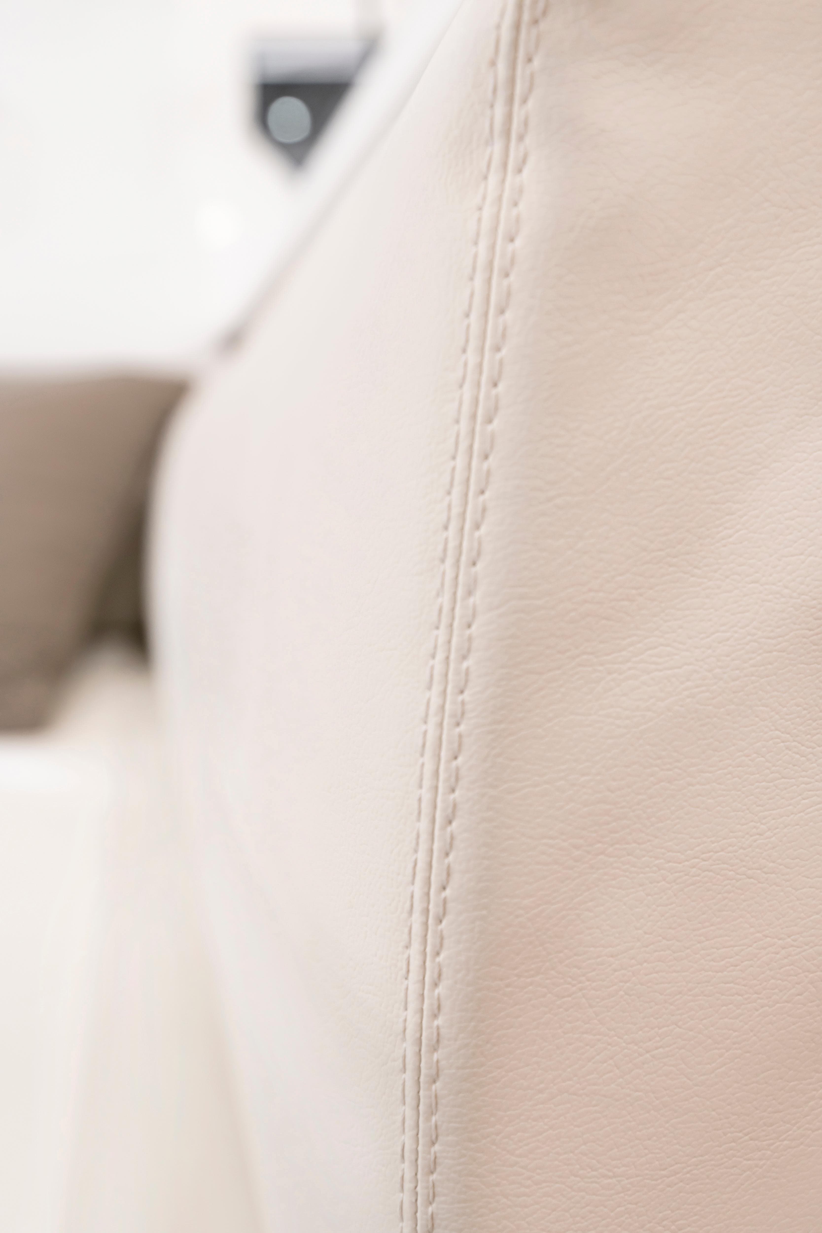 Close-up of beige upholstery stitching on 2025 Bali CATSPACE SAIL yacht interior.