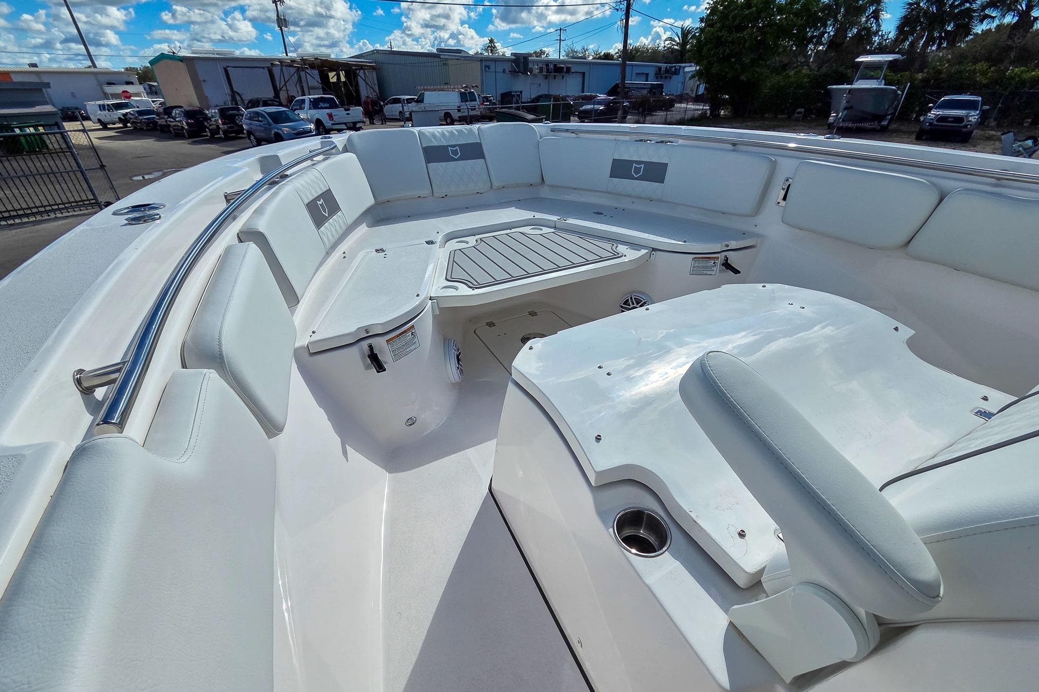 2026 Sea Fox 288 Commander boat interior with spacious seating and sleek design.