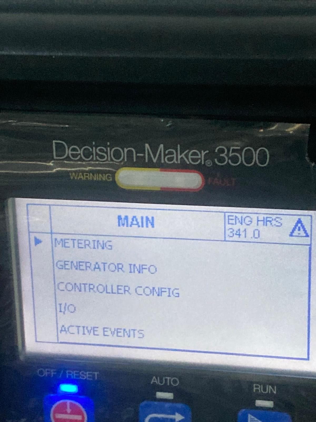 Control panel of a Decision-Maker 3500 on a 2011 Ferretti Yachts Custom Line 100.