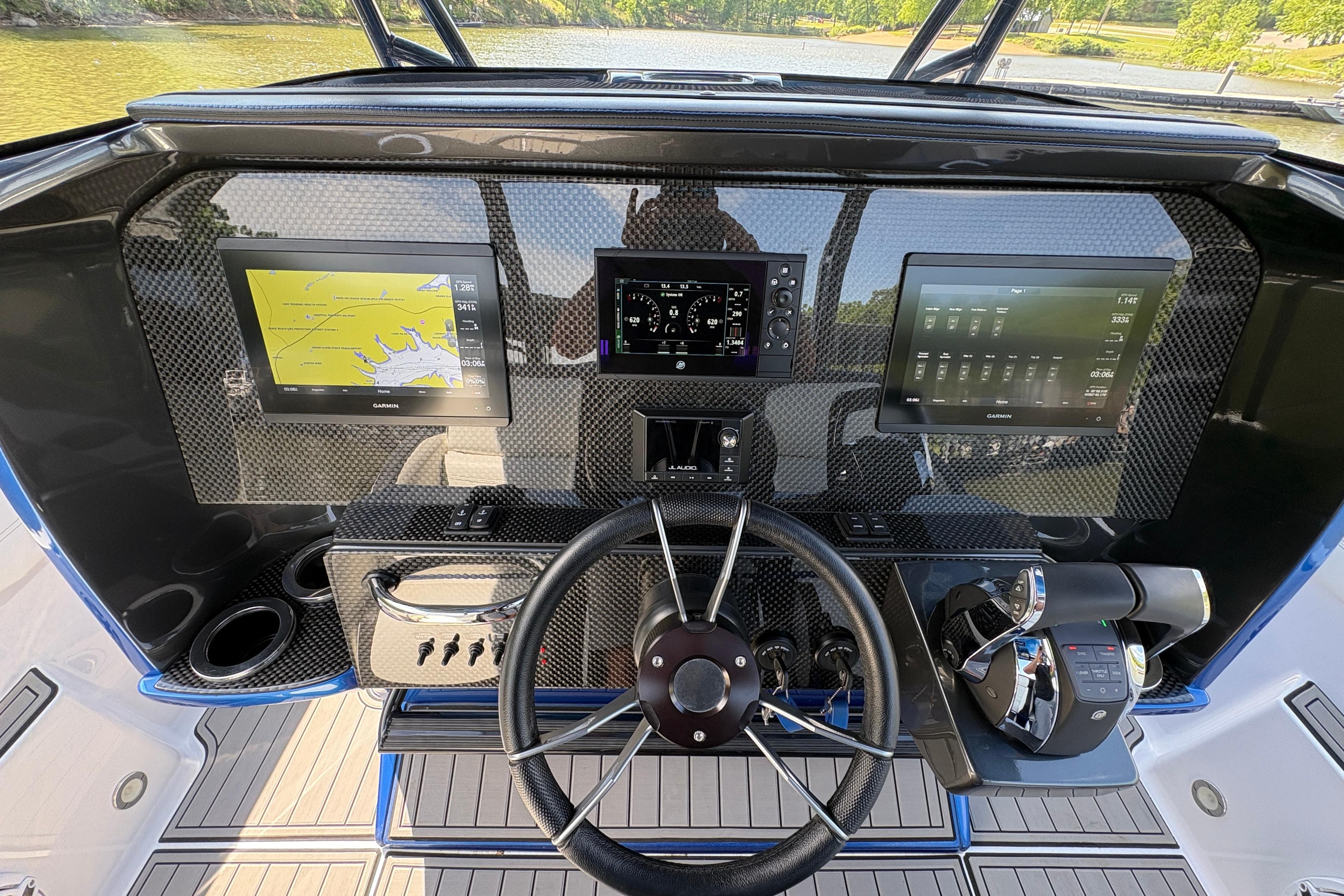 2020 Nor-Tech 340 Sport Center Console dashboard with advanced navigation displays and controls.