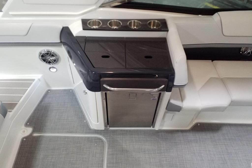 2020 Formula 310 Bowrider OB interior with sleek seating and modern amenities.