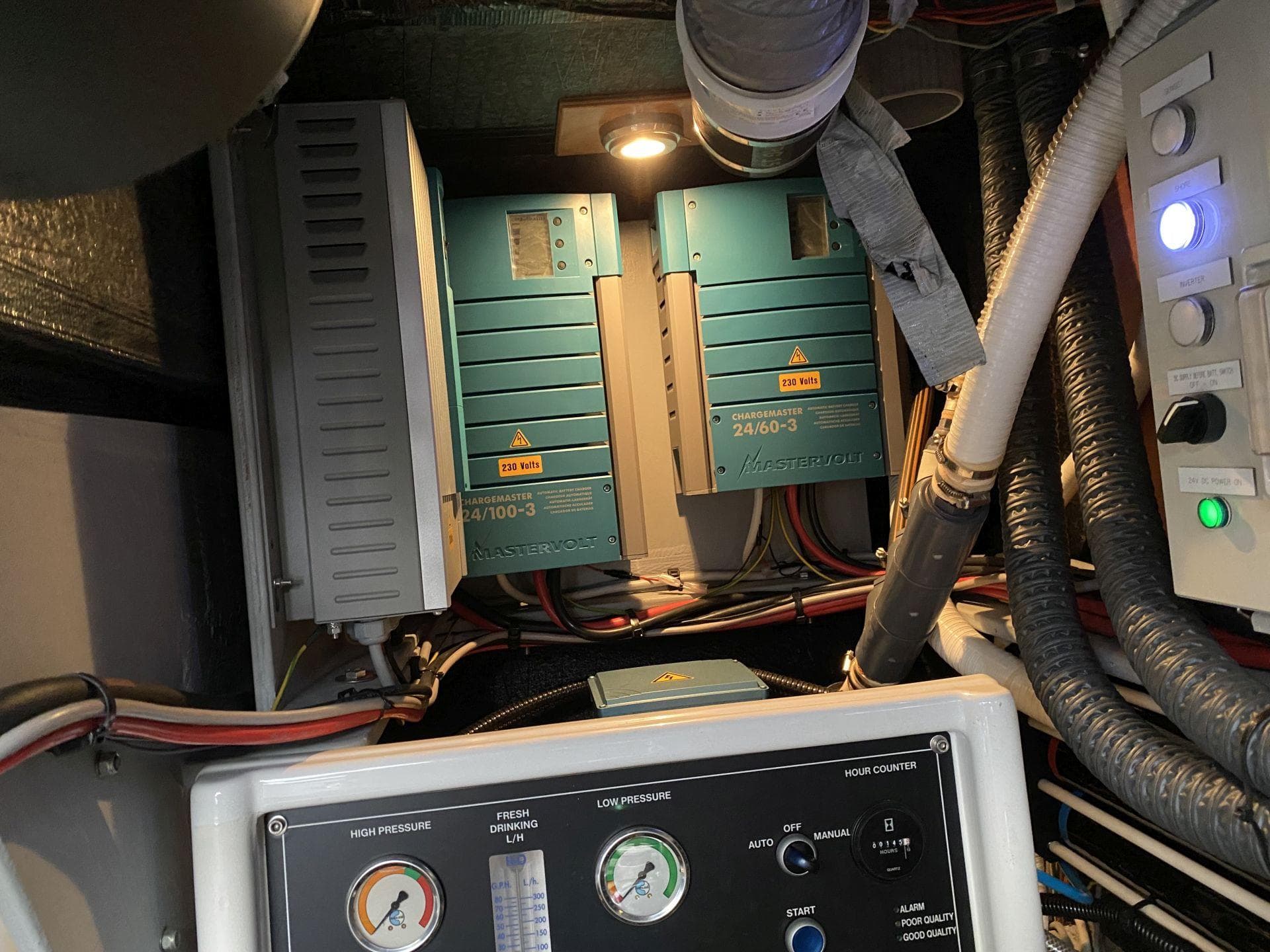 Electrical system of a 2015 Amel 55 yacht.