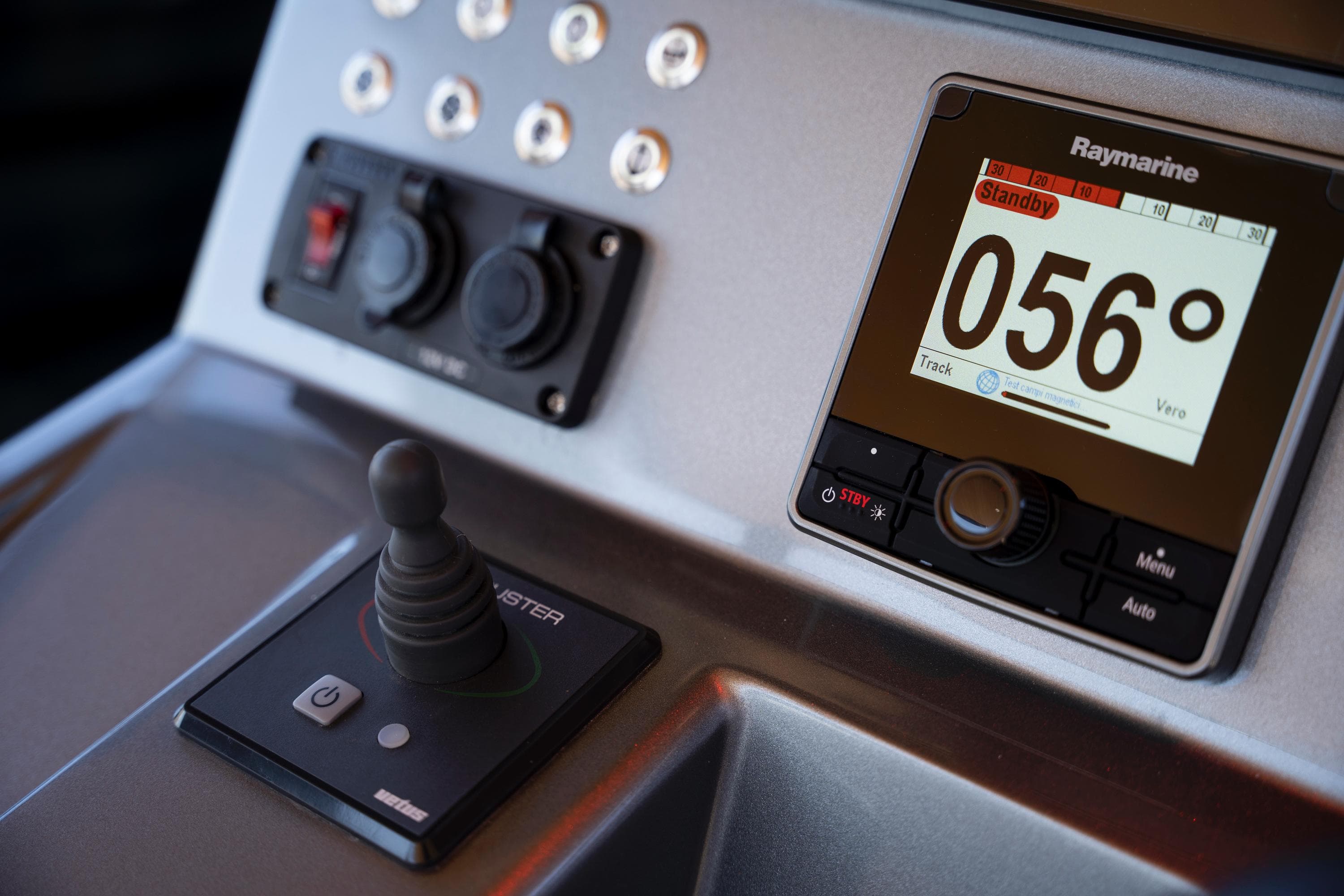 Control panel of 2023 Cantieri di Pisa Tender 50 with Raymarine display.