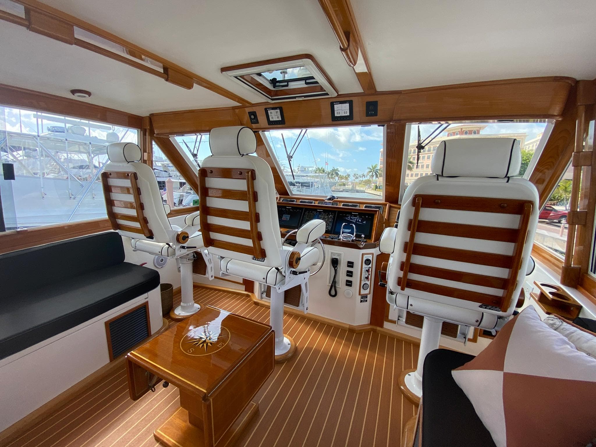 Custom Teak Abounds on the Command  Bridge Command Center