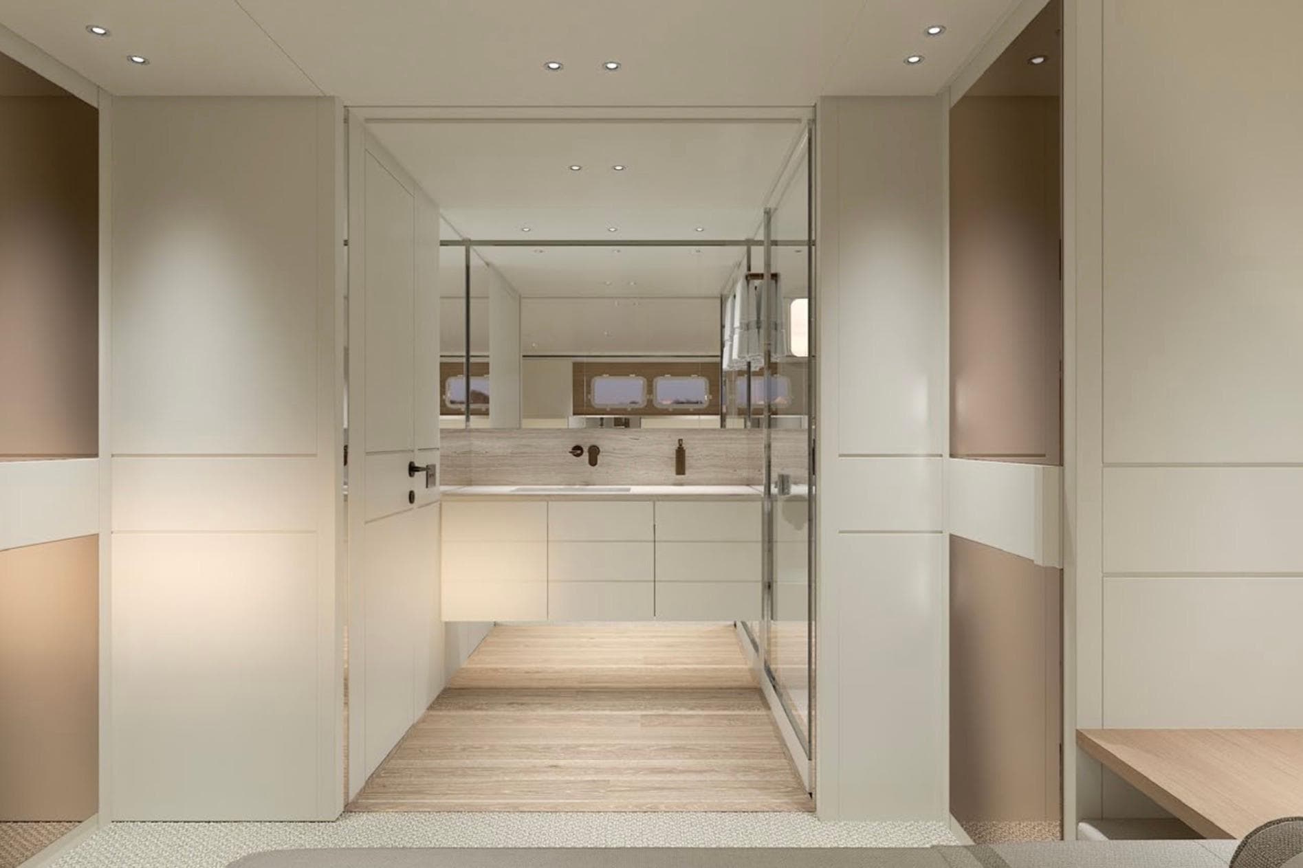 Luxurious interior of 2026 Sanlorenzo SP92 yacht, featuring modern design and elegant finishes.