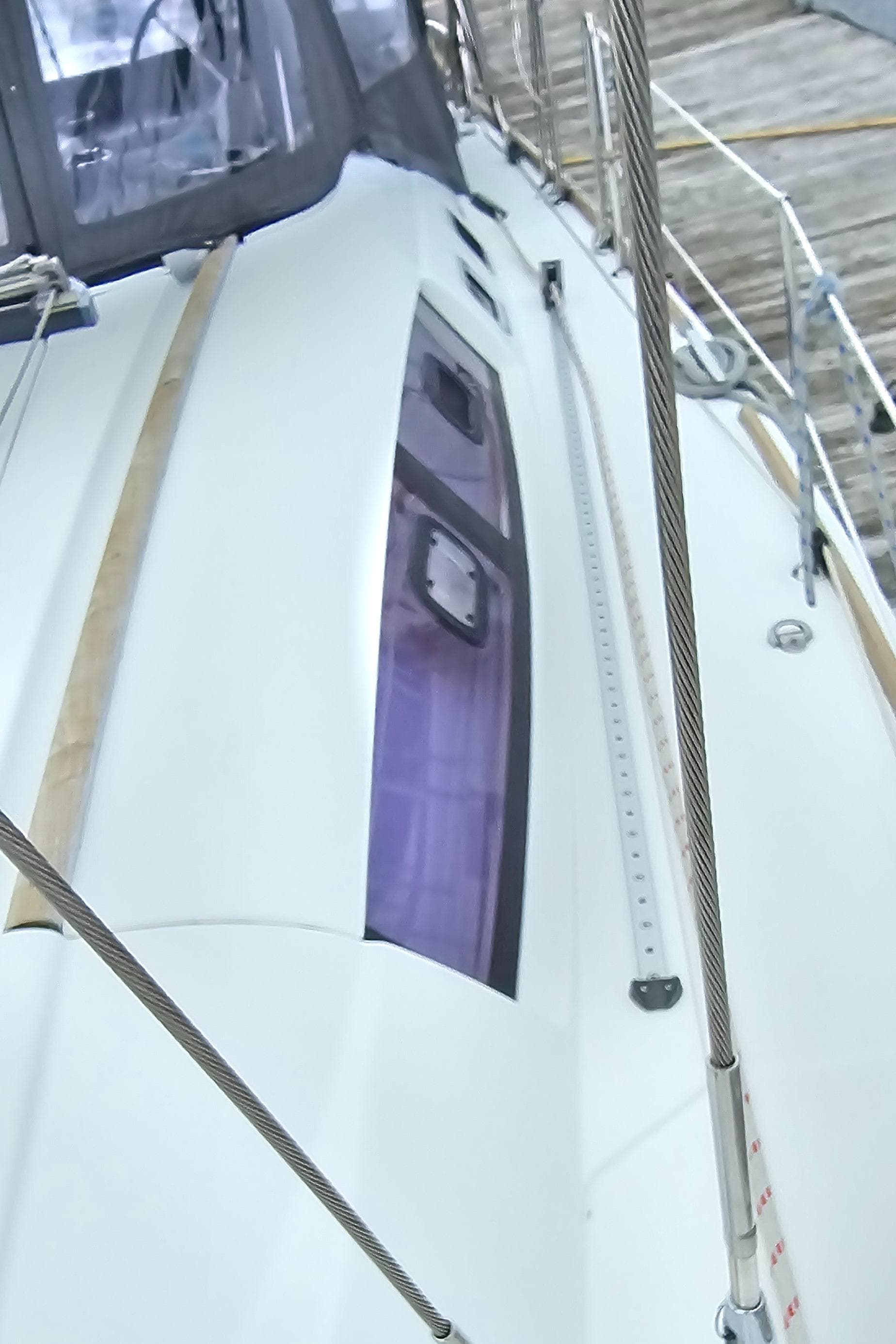 2011 Beneteau Oceanis 46 sailboat deck with sleek design and modern fittings.