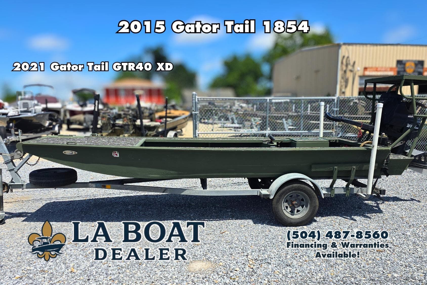 2015 Gator Tail 1854 boat on trailer at LA Boat Dealer, contact for financing.