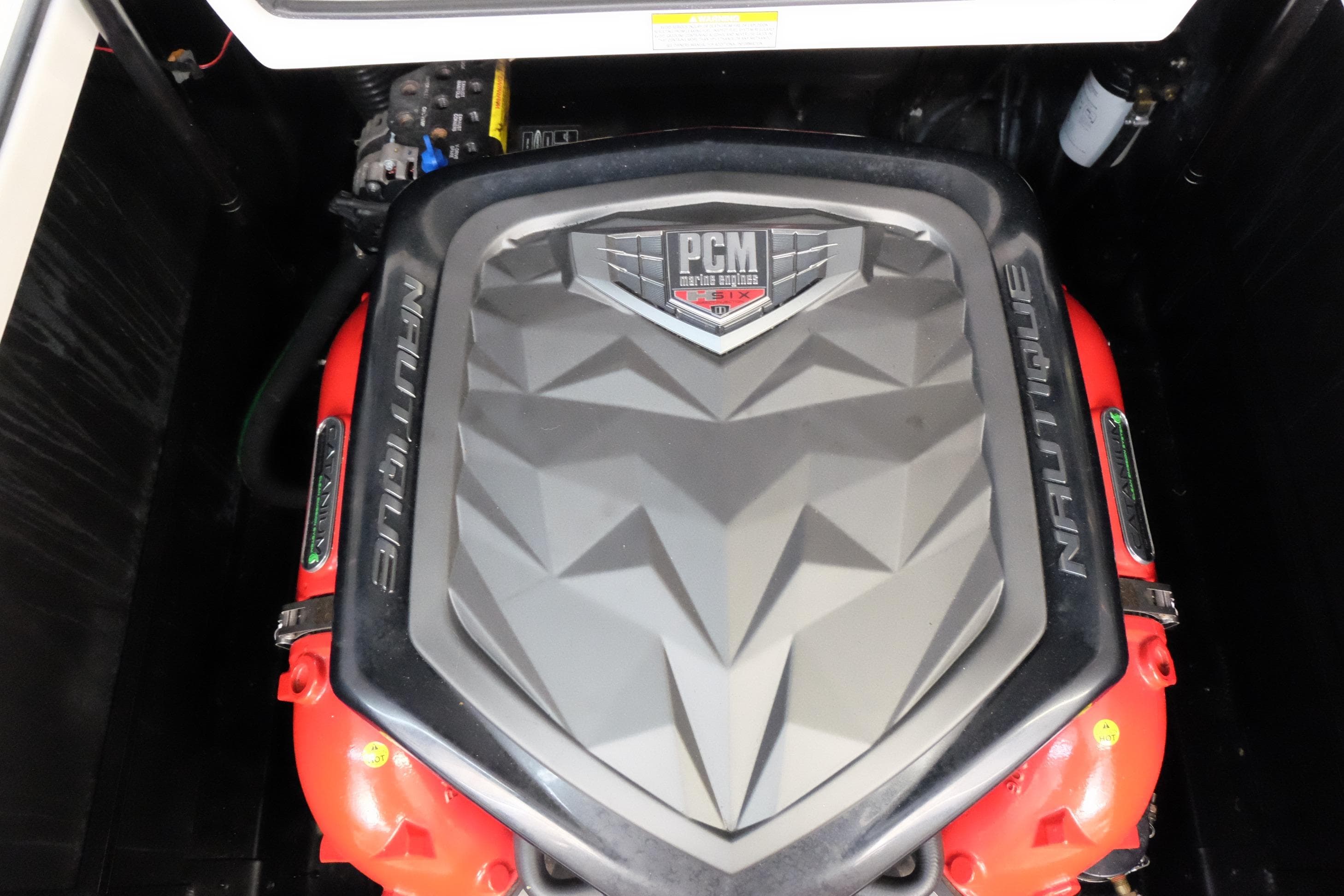 2017 Nautique Super Air Nautique G21 engine with PCM marine cover.