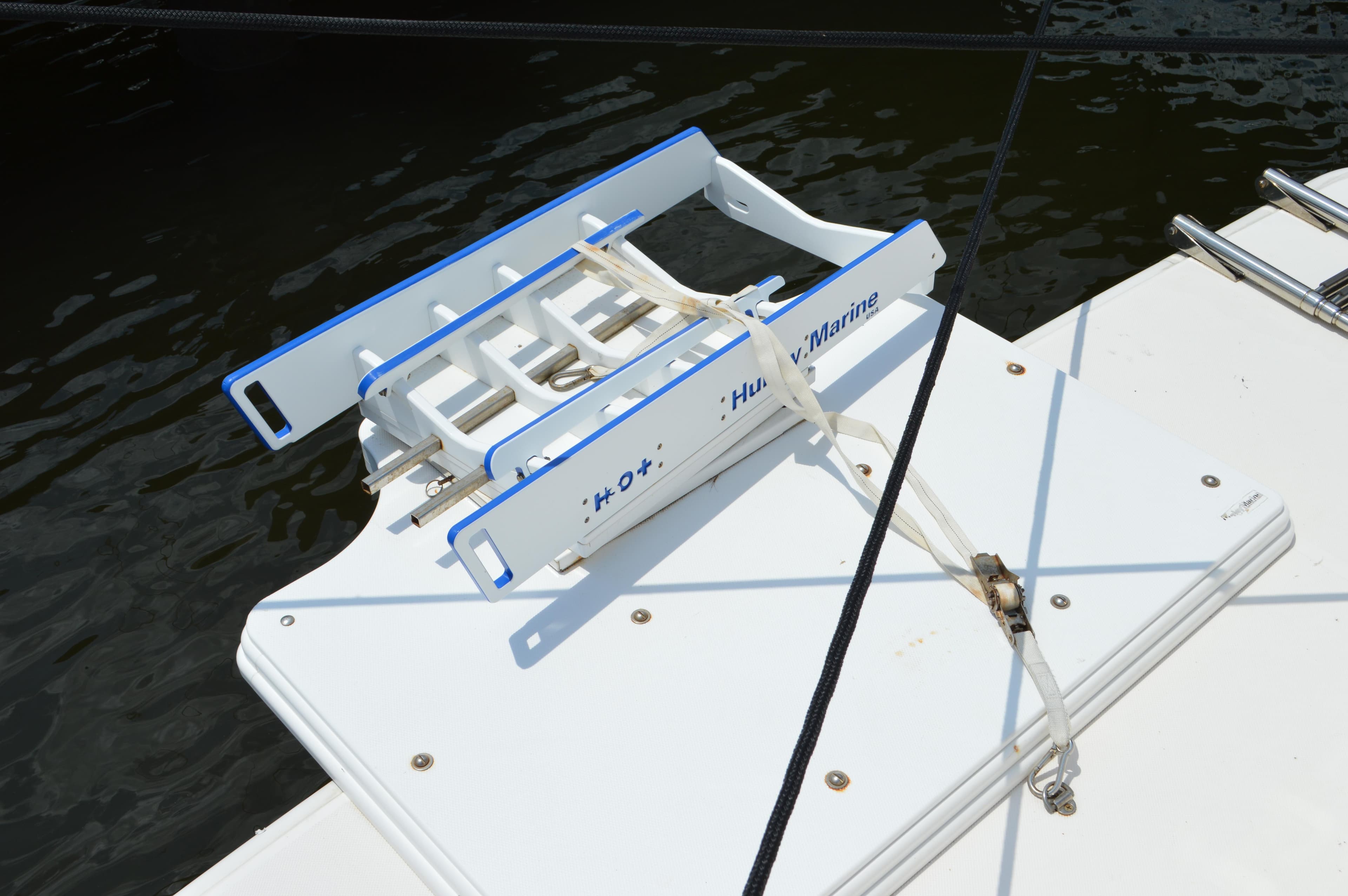 Boat accessory on Tiara Yachts C39 Coupe, 2019 model, docked on water.