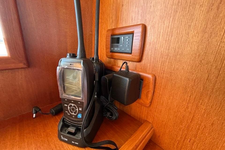 Marine radio and control panel on 2008 Grand Banks 59 Aleutian RP yacht.