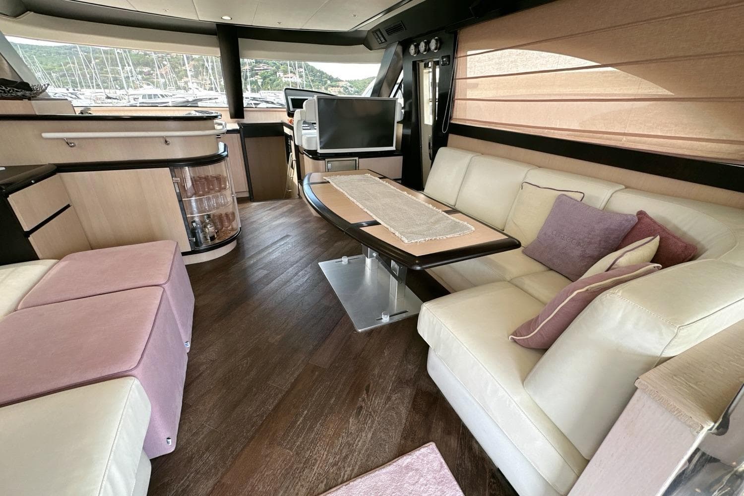 Luxurious interior of 2010 Abati Yachts 64 Freeport with elegant seating and modern decor.