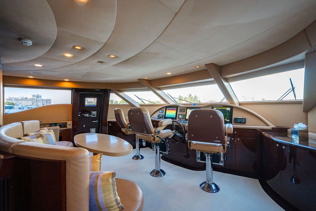 Luxurious cockpit of the 2011 Hargrave Trideck yacht.