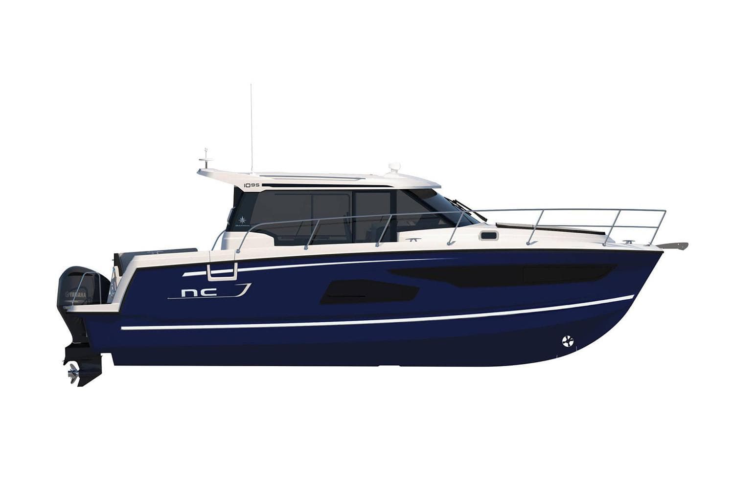 Manufacturer Provided Image: 2020 Jeanneau NC 1095 motorboat, side view, blue and white exterior.