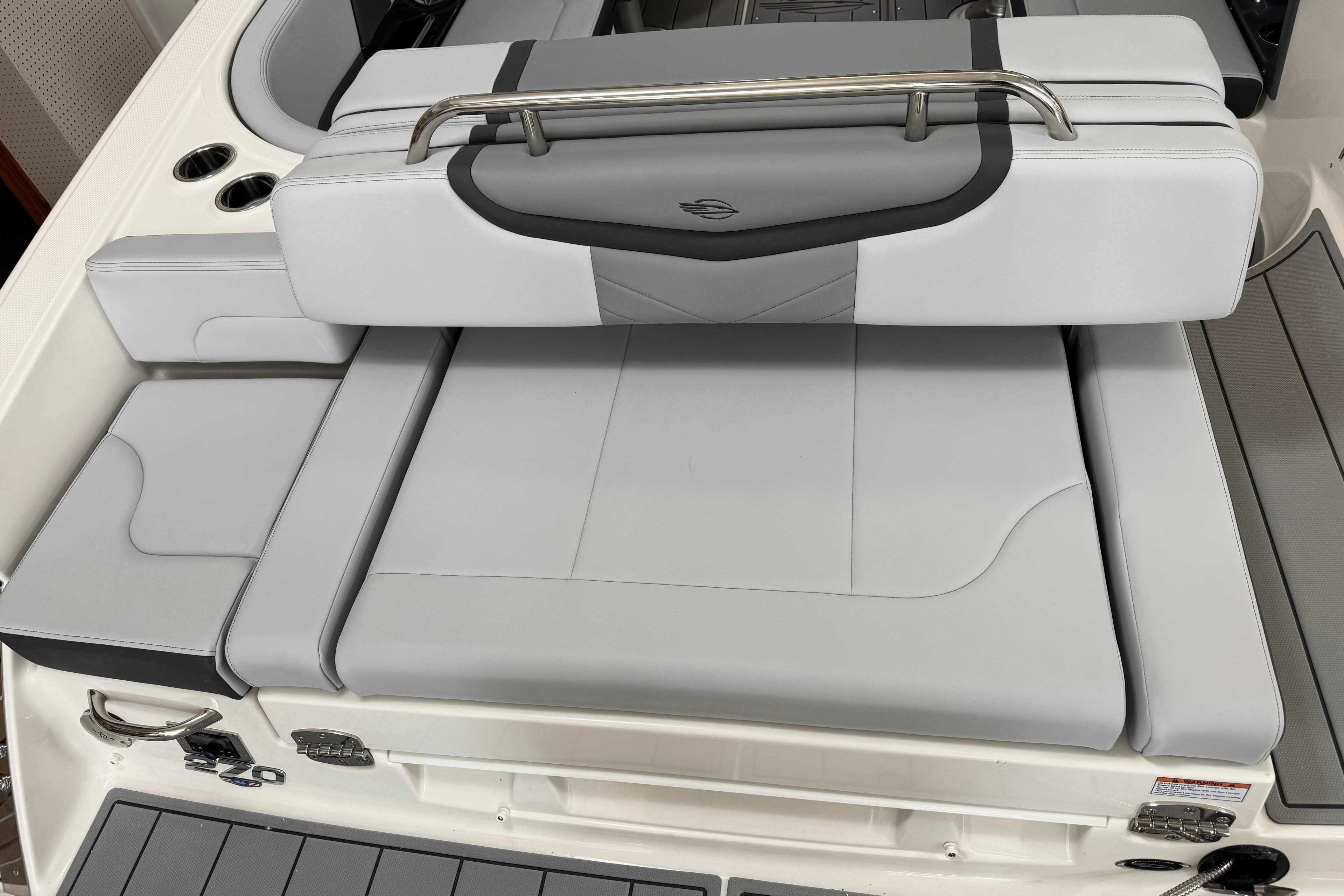 2026 Chaparral 270 OSX boat with sleek, modern seating and stainless steel accents.