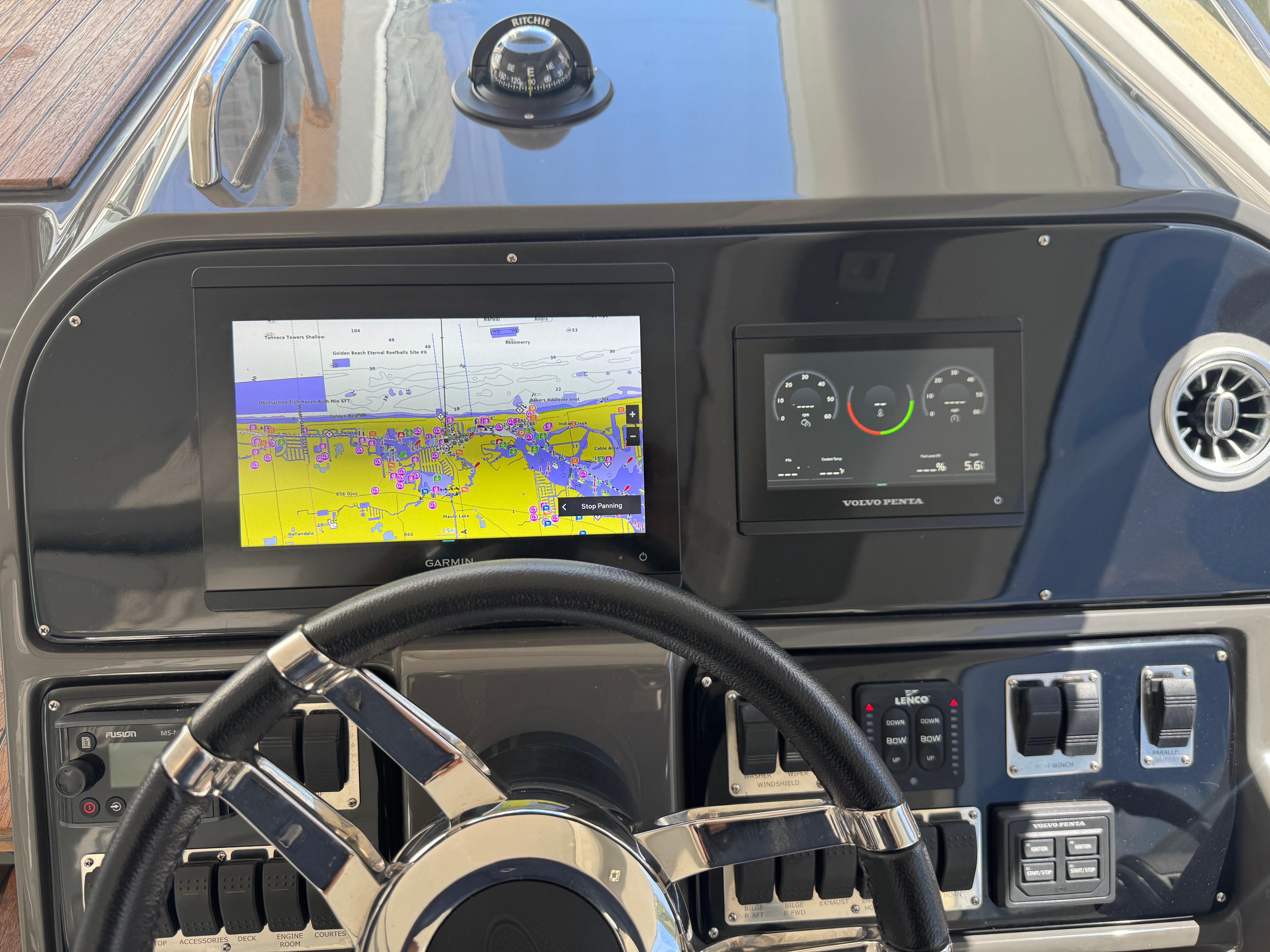 2023 Schaefer 375 HT dashboard with navigation and control screens.