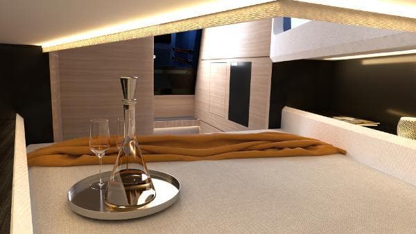 Luxurious interior of Sole Power Boats SP35, year 2025.
