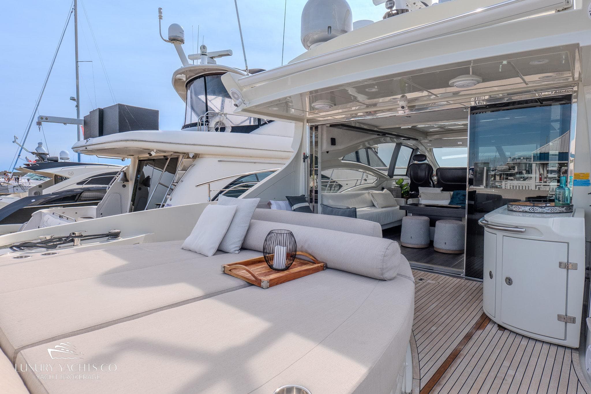 Luxurious 2010 Azimut 62S yacht with spacious deck and modern interior design.