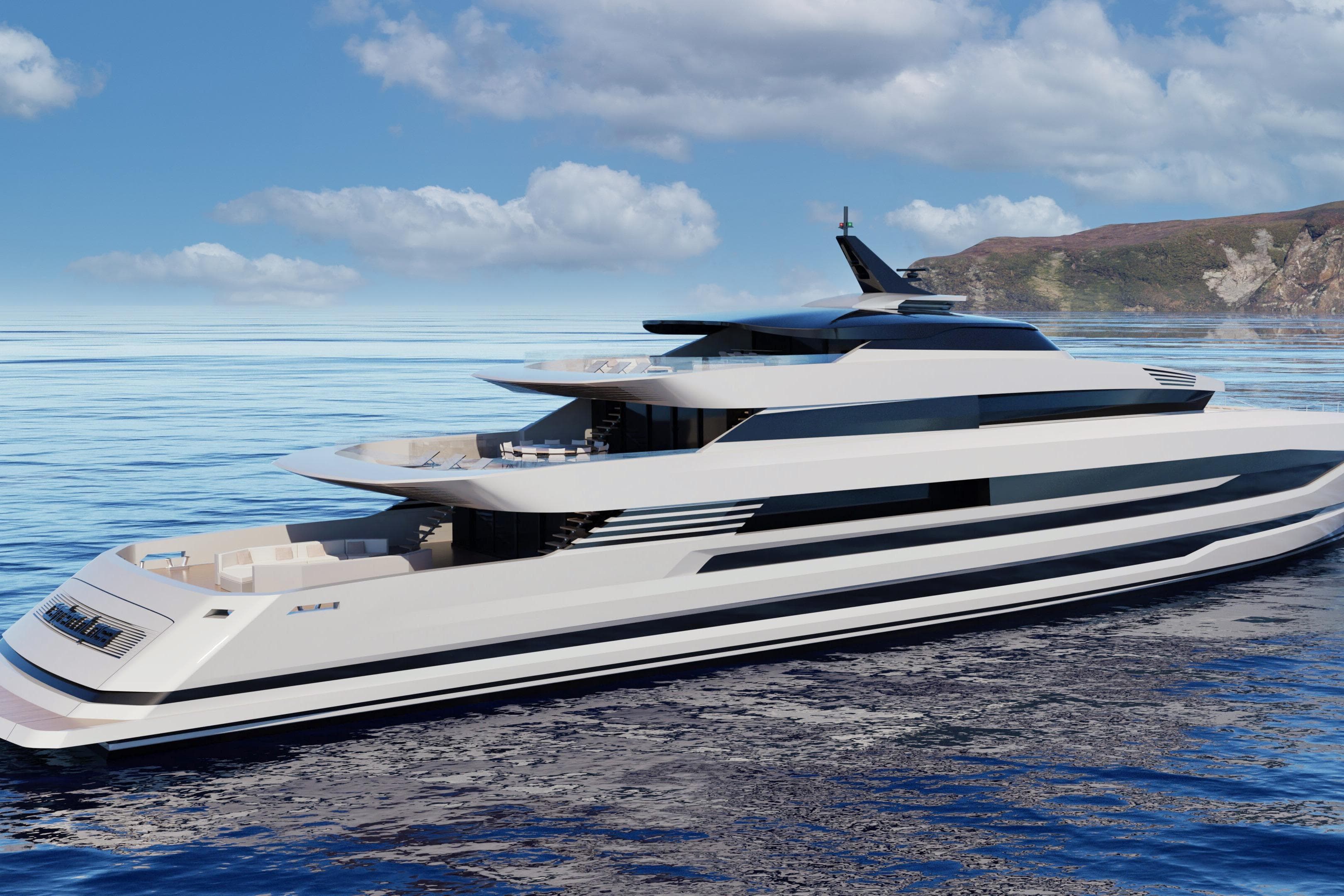Luxury yacht Cantieri di Pisa 66m Saturno 2029 on serene ocean waters.