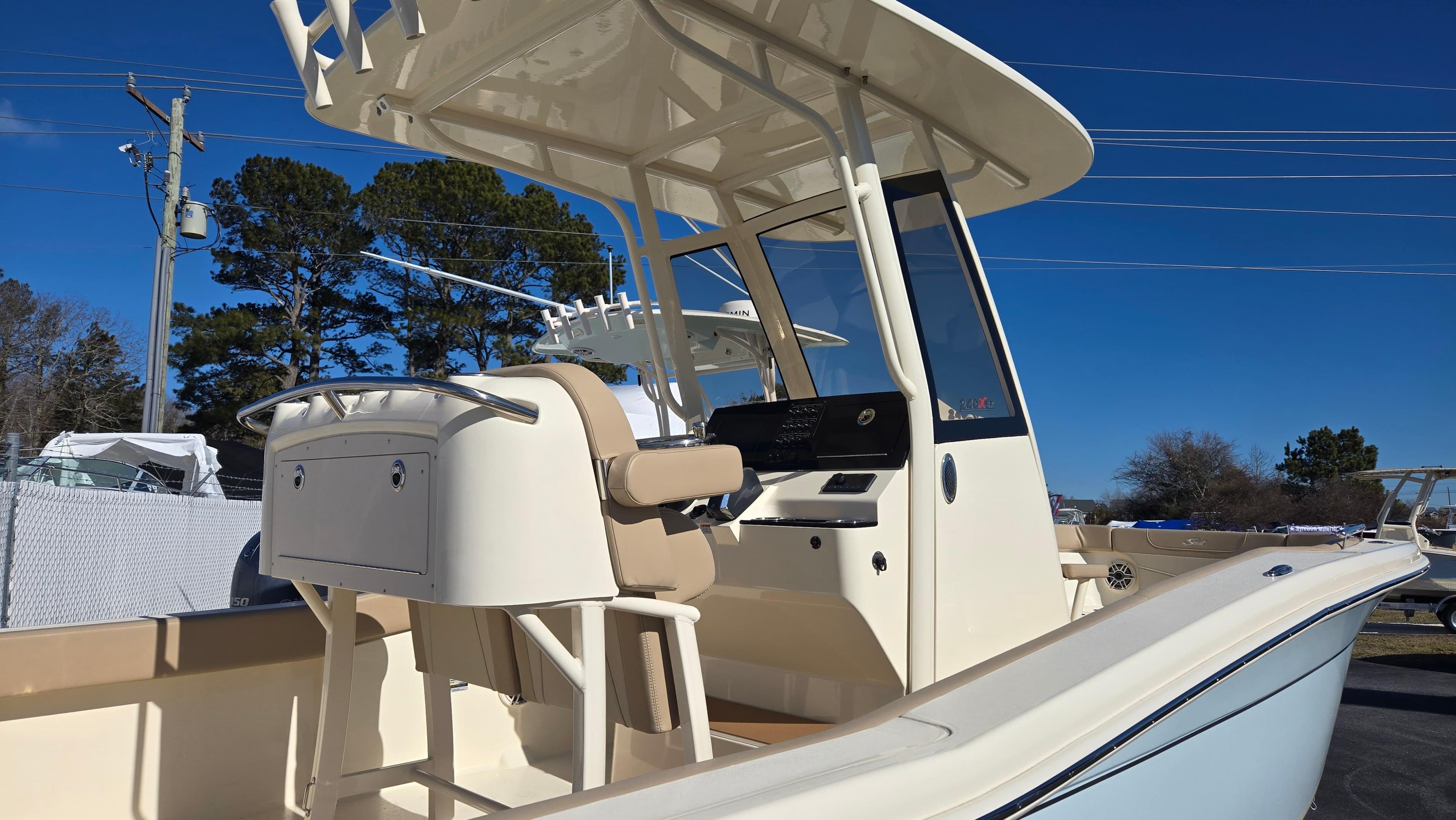 2024 Scout 240 XSF boat with sleek design and modern console.