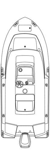 Top view of 2024 Edgewater 188CC Center Console boat layout.