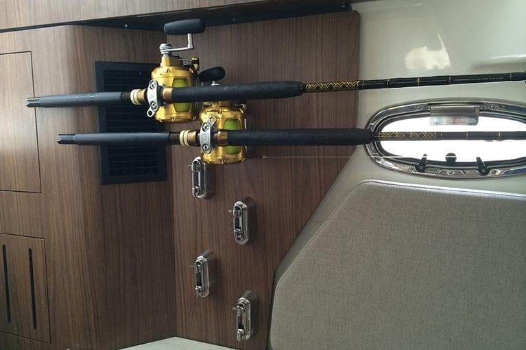 Manufacturer Provided Image: Fishing rods mounted inside 2025 Boston Whaler 380 Outrage cabin.
