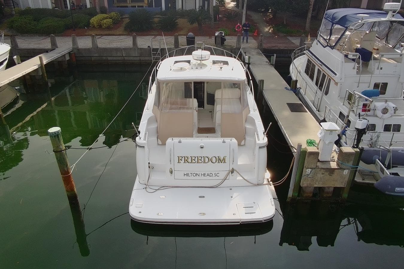 2004 Tiara Yachts 3600 Sovran docked at Hilton Head, SC marina.