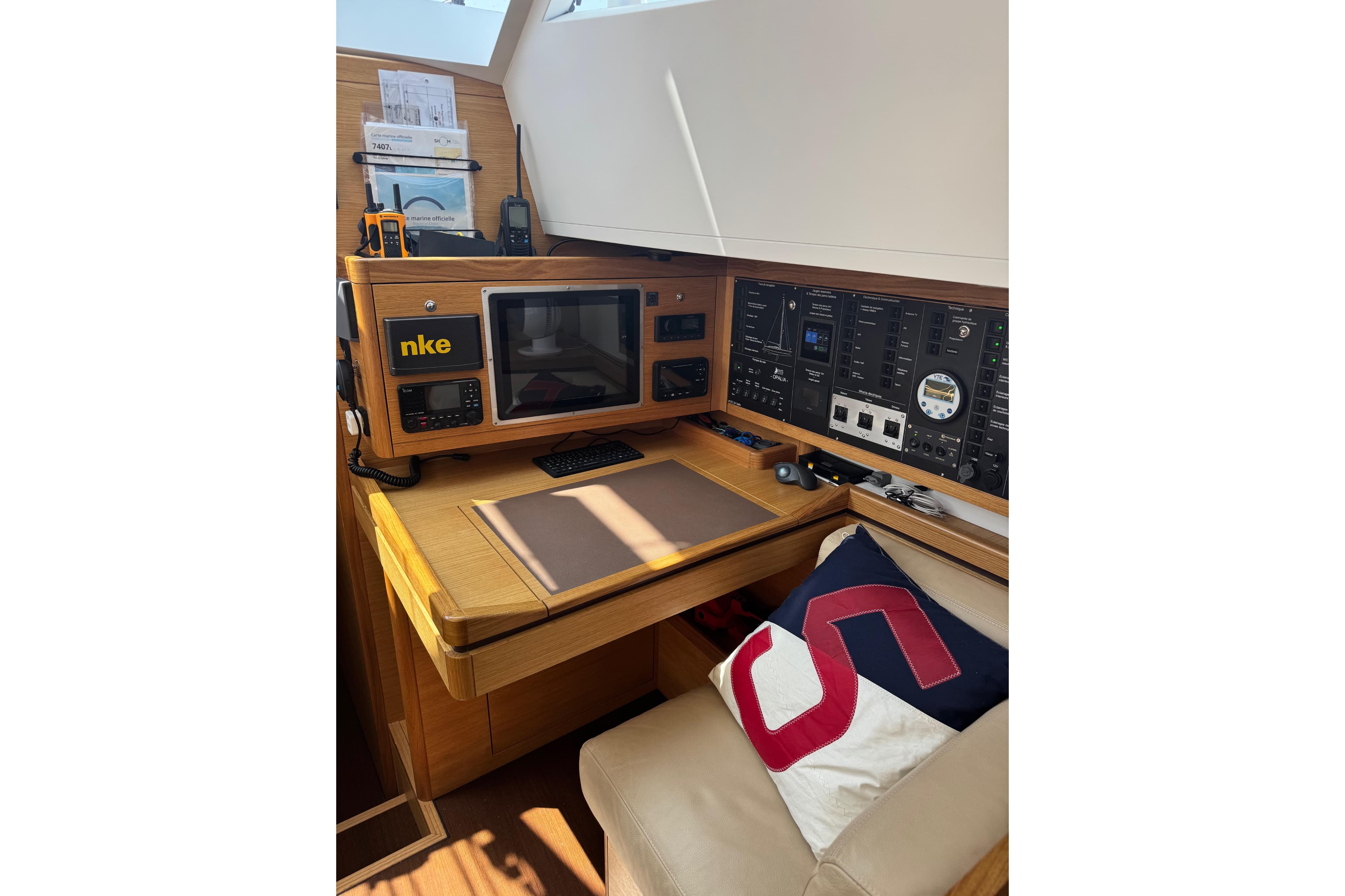 Navigation station of 2023 Garcia SLOOP ALUMINIUM 51 yacht with control panels and equipment.