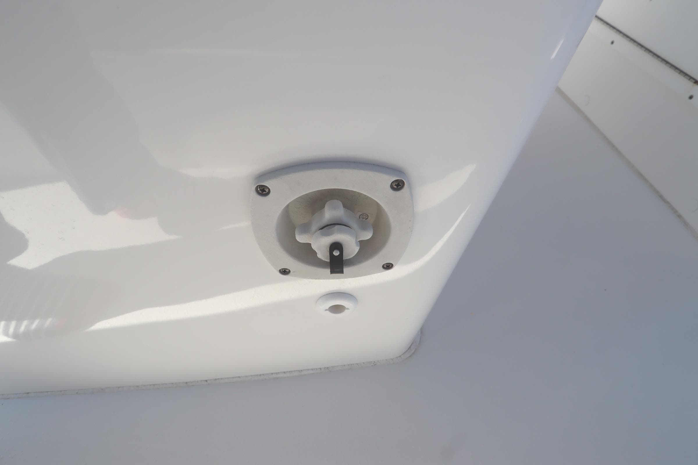 2021 Cape Horn 31 T boat component detail, featuring a white fixture.