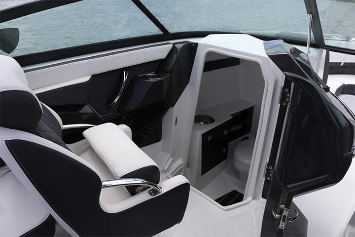 Manufacturer Provided Image: 2025 Monterey 255SS Super Sport boat interior with seating and compact cabin.