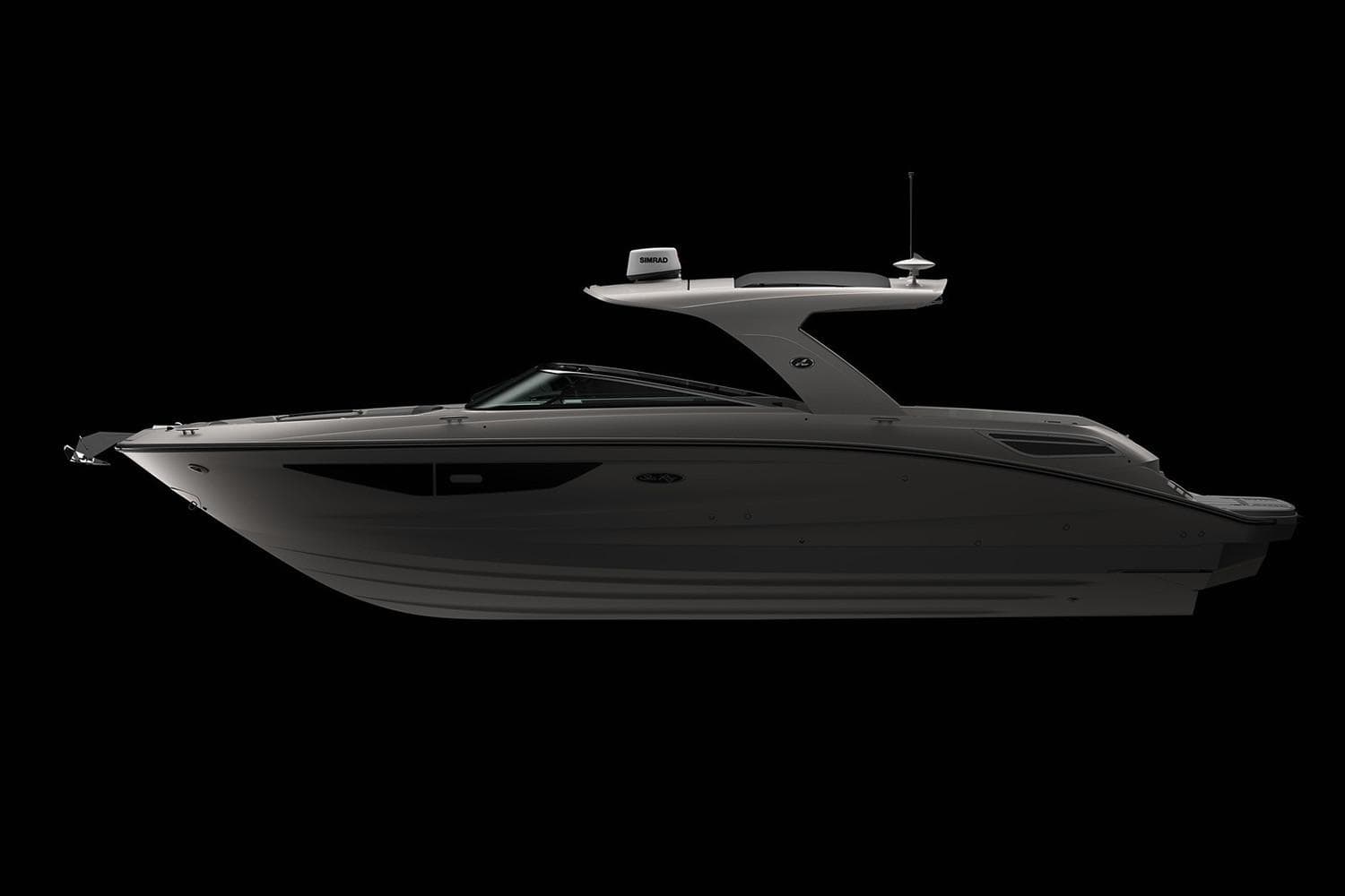 Manufacturer Provided Image: 2020 Sea Ray SLX 350 luxury motorboat side view.
