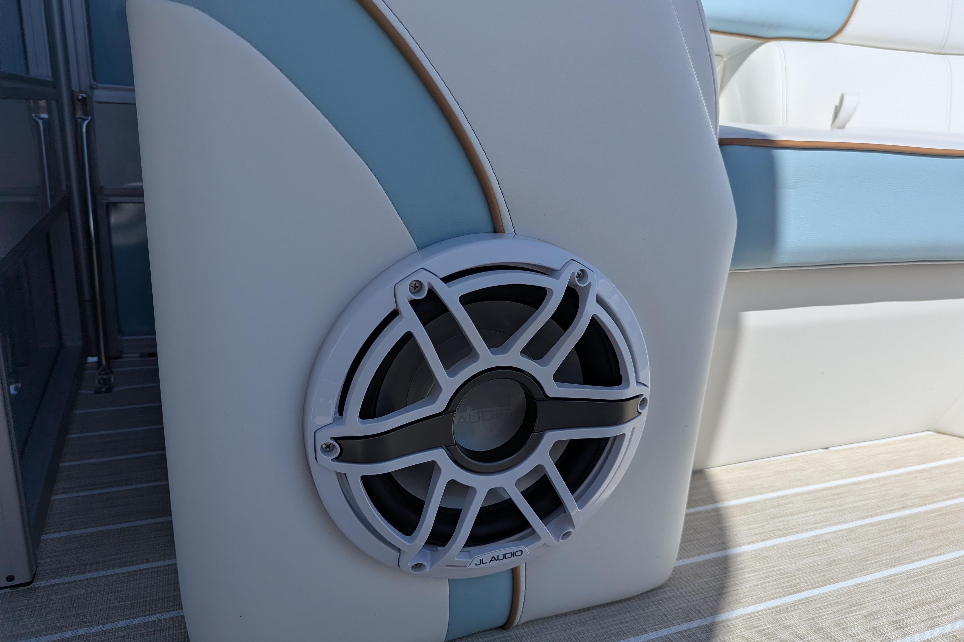2026 Trifecta CS 22RF boat interior with JL Audio speaker detail.