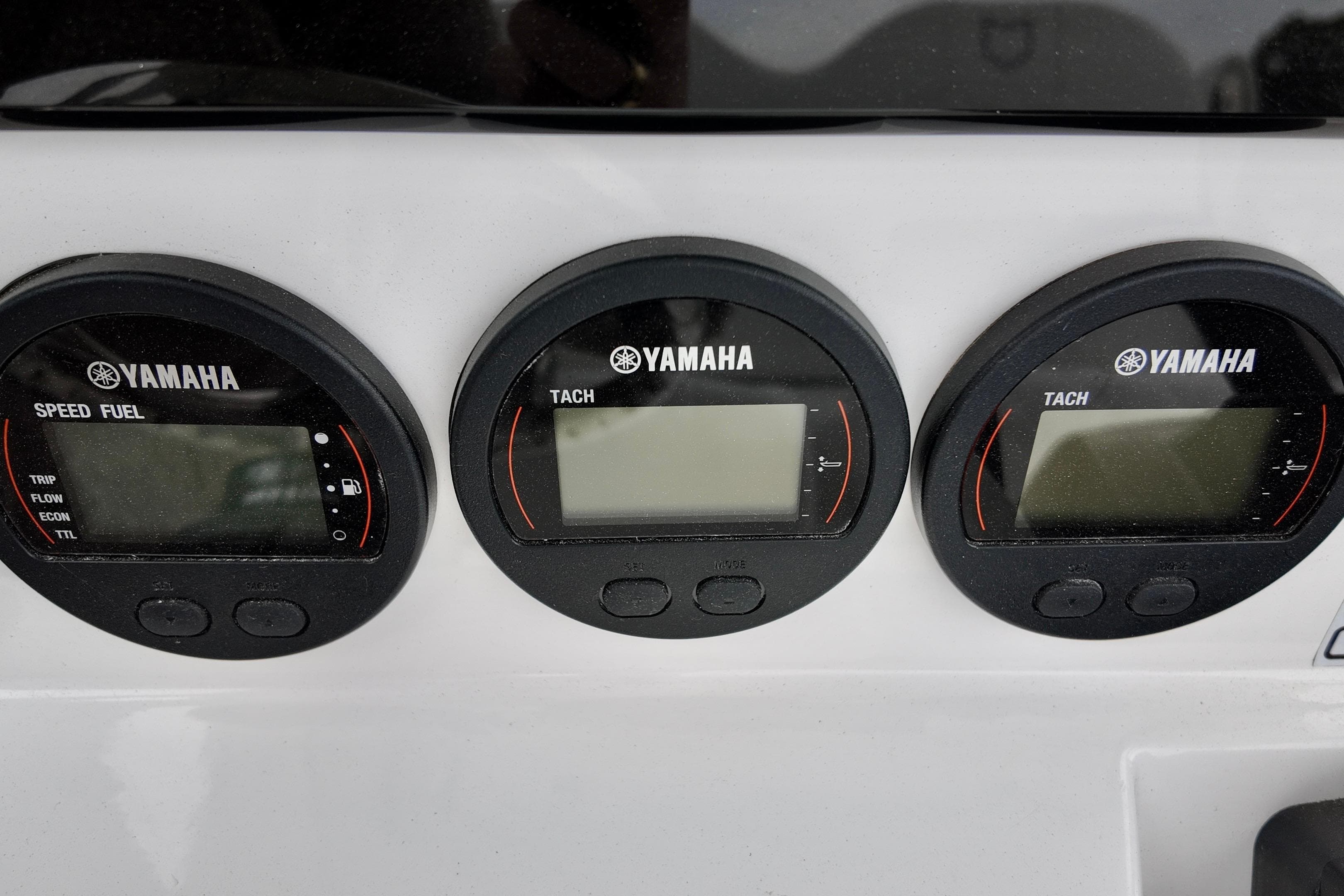 Yamaha gauges on 2026 Sea Fox 268 Commander boat dashboard.