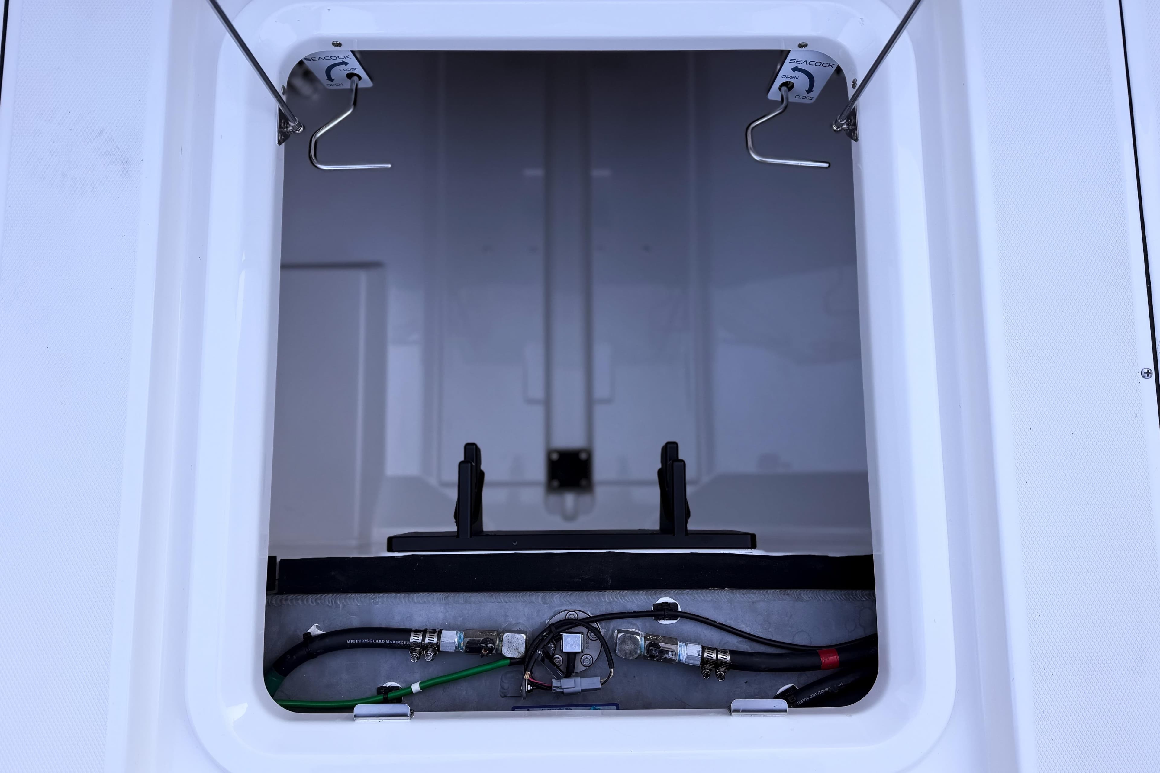 Interior view of Solace 32 CS 2026 boat compartment.