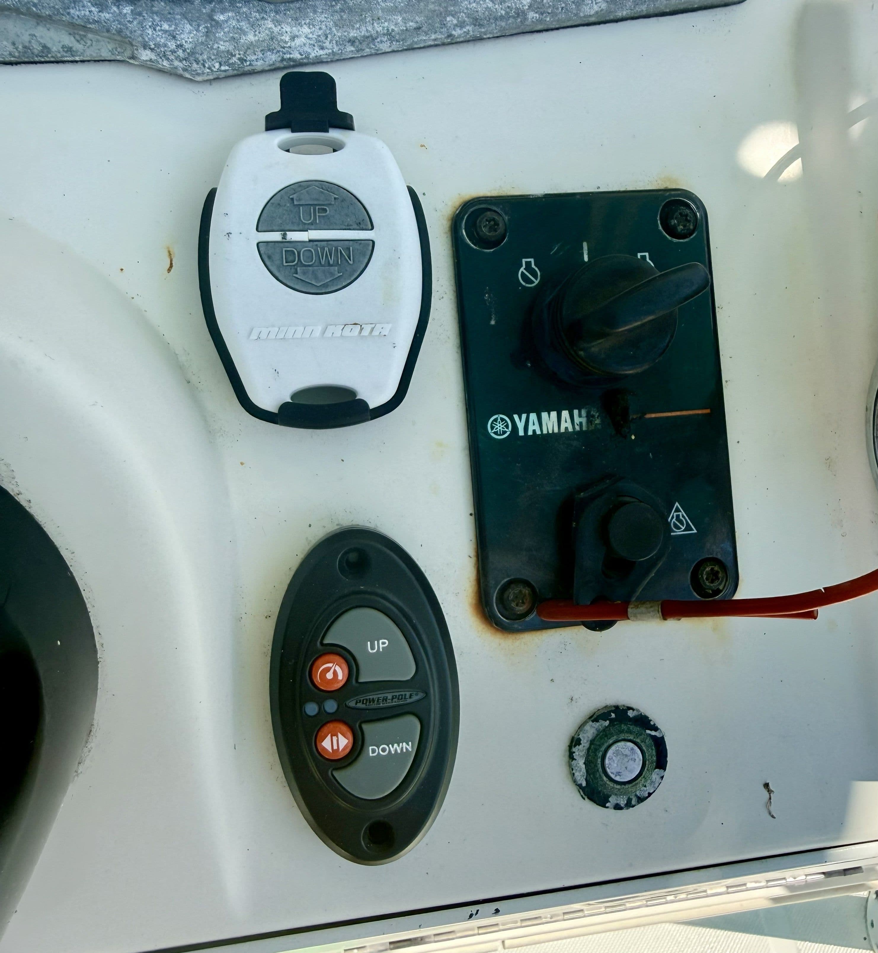 Control panel of a 2017 Skeeter SX230 boat with Yamaha controls.