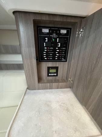 Electrical control panel inside 2023 Regal 36 XO boat.