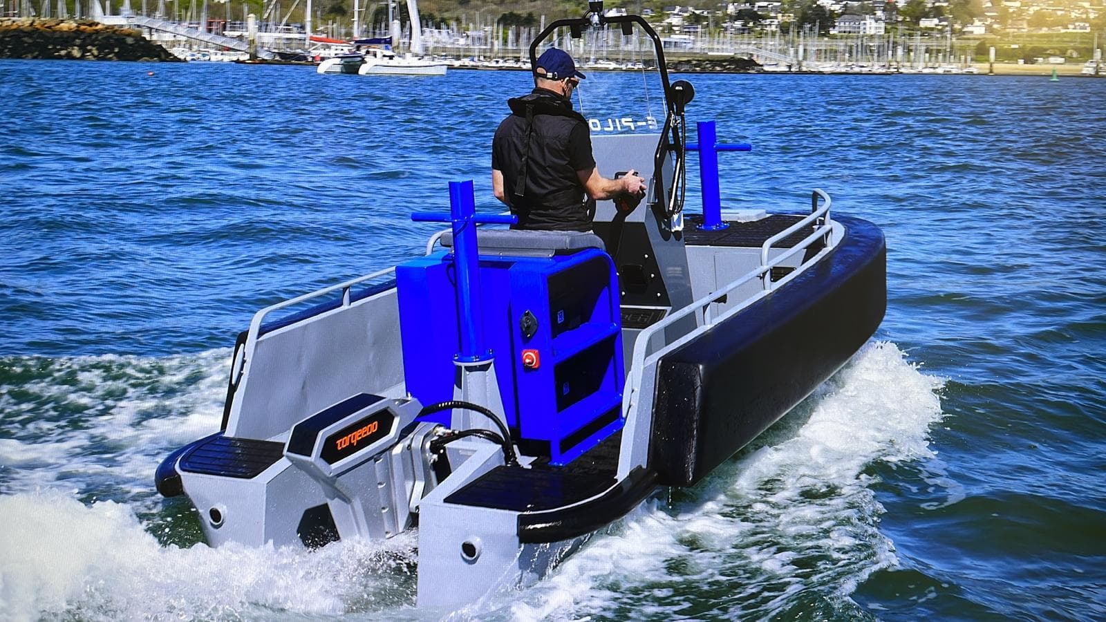 2023 3D Tender Pilot 420 boat navigating on open water.