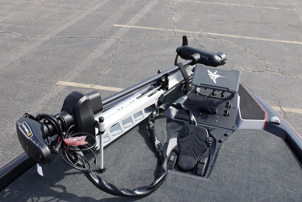 2026 Skeeter ZXE21 boat with advanced trolling motor and control panel on deck.