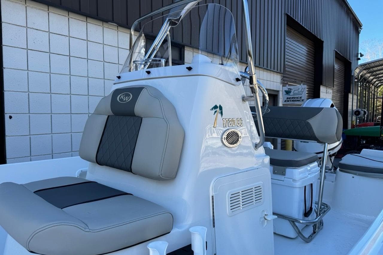 2026 Key West 1720 Center Console boat with cushioned seating and sleek design.
