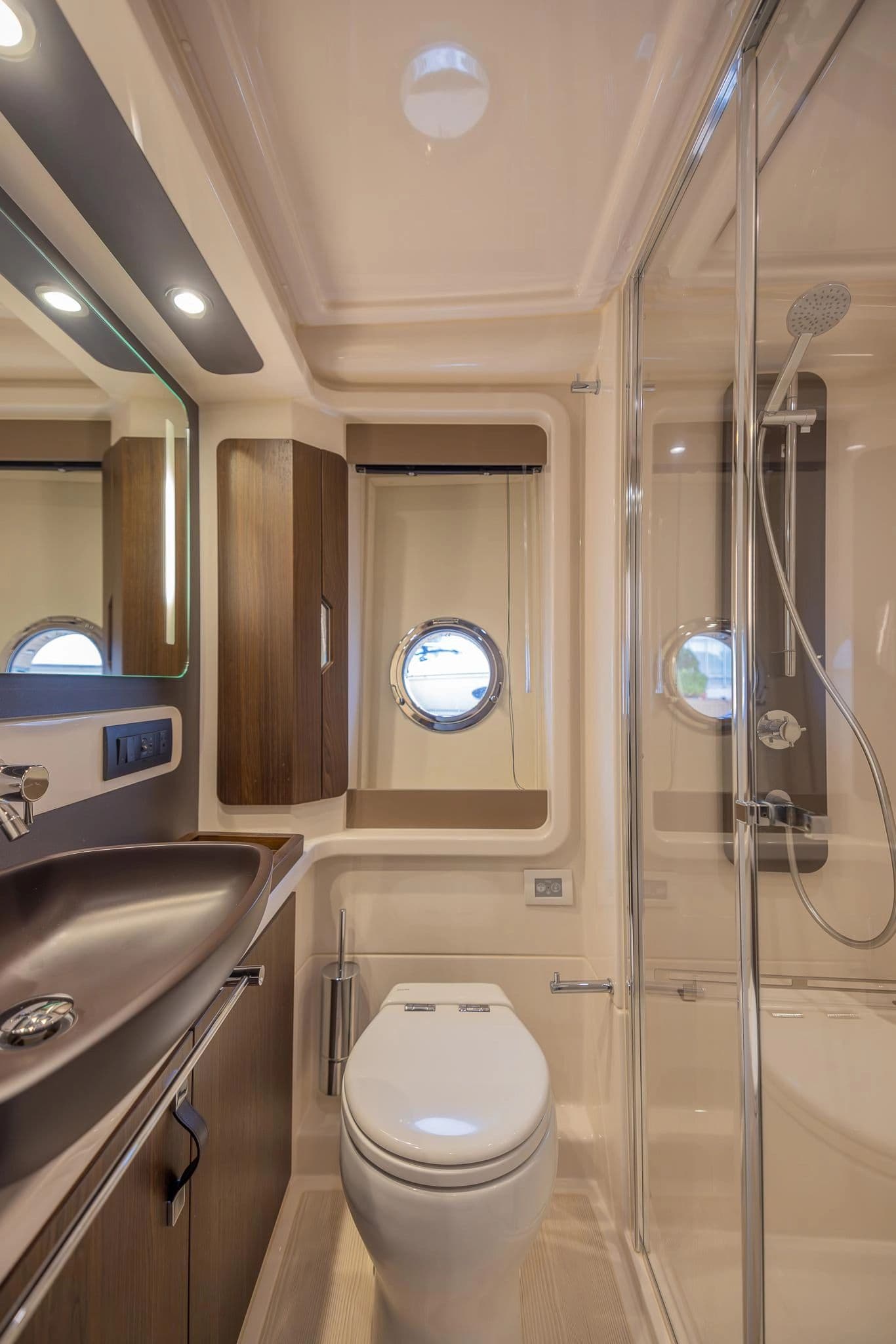 Luxurious bathroom on a 2018 Azimut 50 yacht.