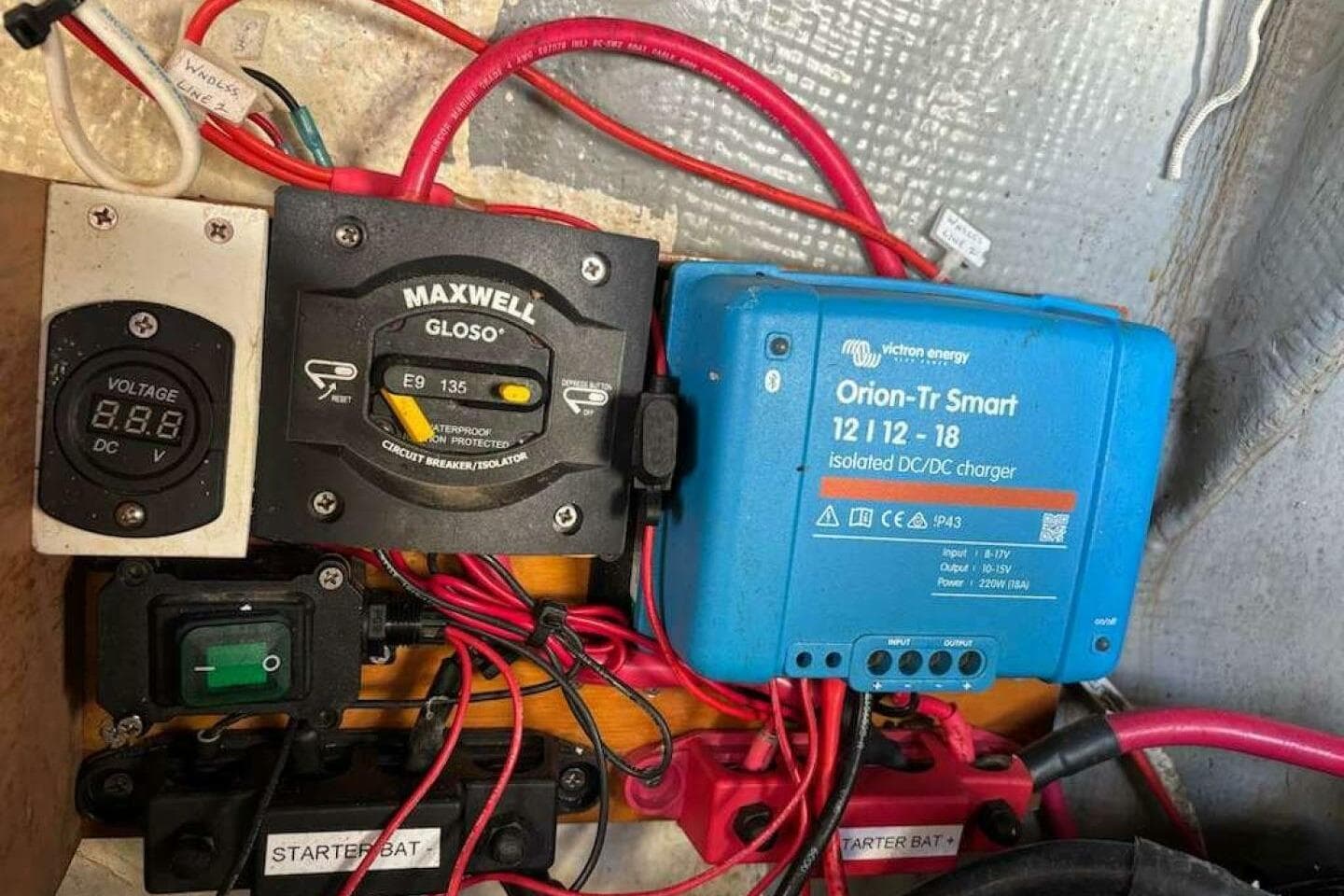 Electrical setup on a 1980 Pearson 365 Ketch with Victron Orion-Tr Smart charger.