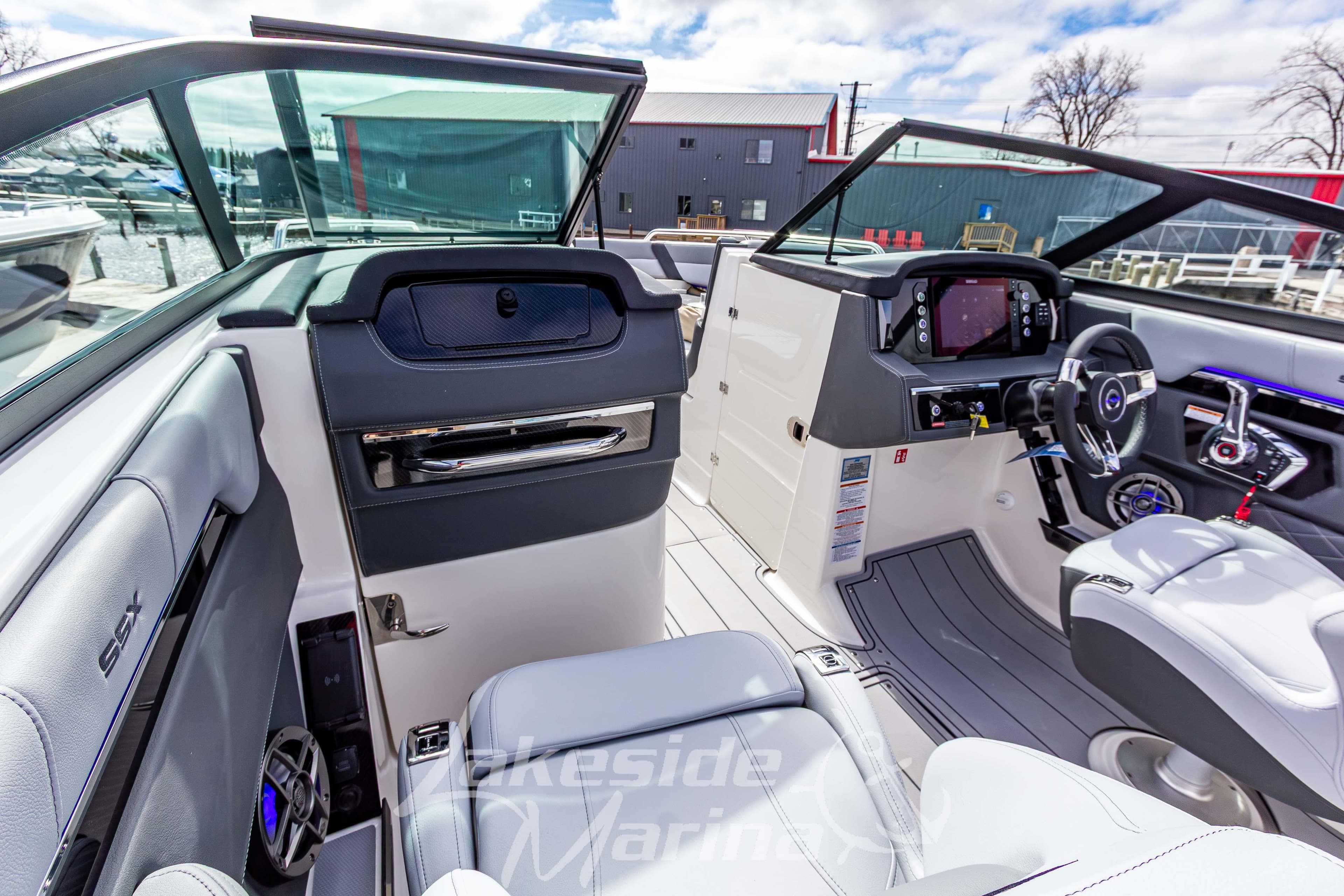 2026 Chaparral SSX 6 boat interior with modern dashboard and seating.