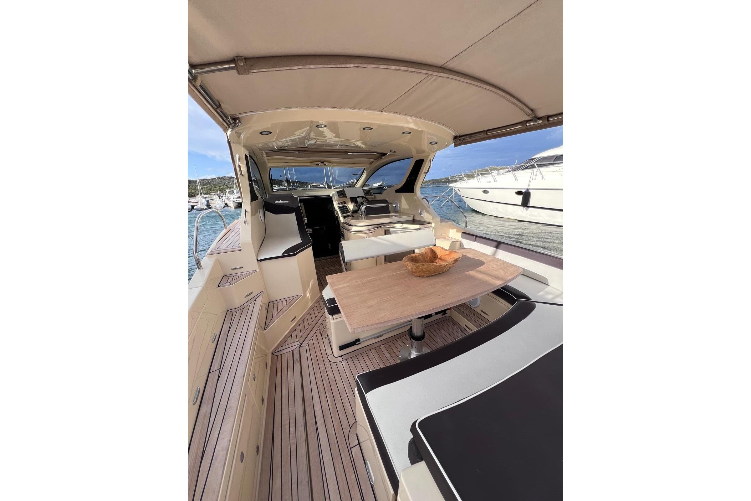 Luxurious 2014 Solemar 44.1 Oceanic yacht interior with elegant seating and dining area.