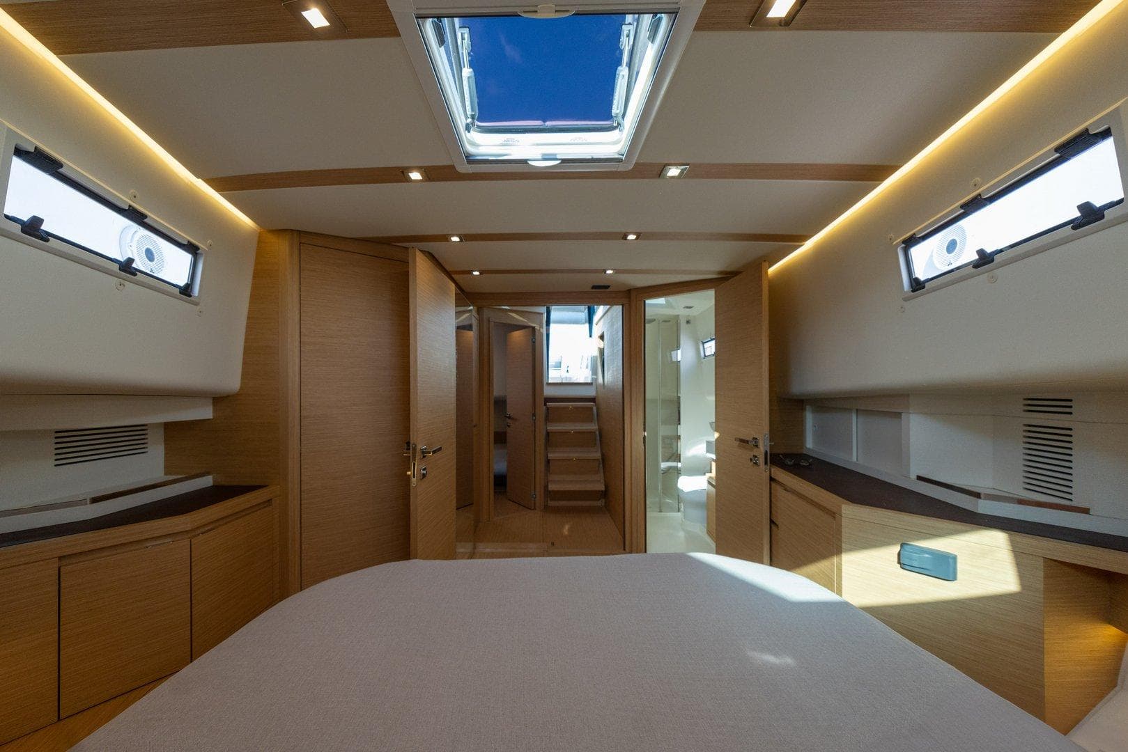 Luxurious interior of 2021 Pardo Yachts 50, featuring modern design and ample natural light.