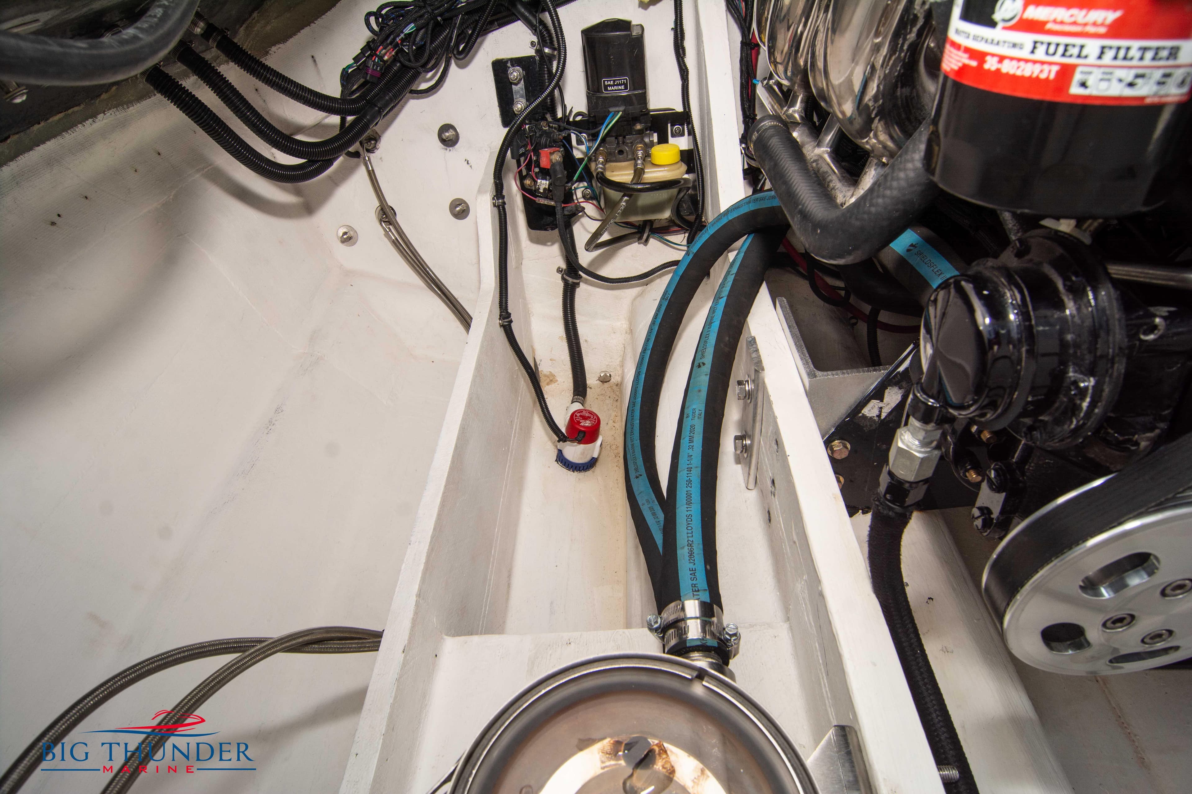 Engine compartment of a 2019 Spectre Screaming Eagle 22 Talon boat.