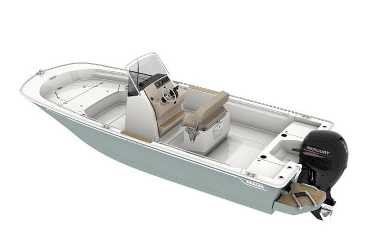 Manufacturer Provided Image: 2026 Boston Whaler 210 Montauk boat with Mercury engine, sleek design, and spacious interior.