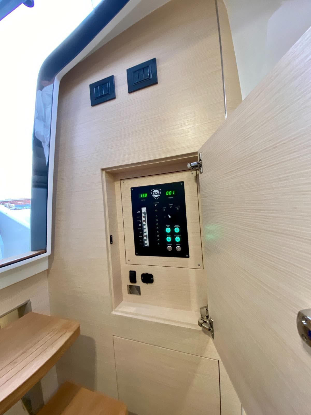 2022 SACS Strider 15 control panel with digital display in a sleek interior setting.