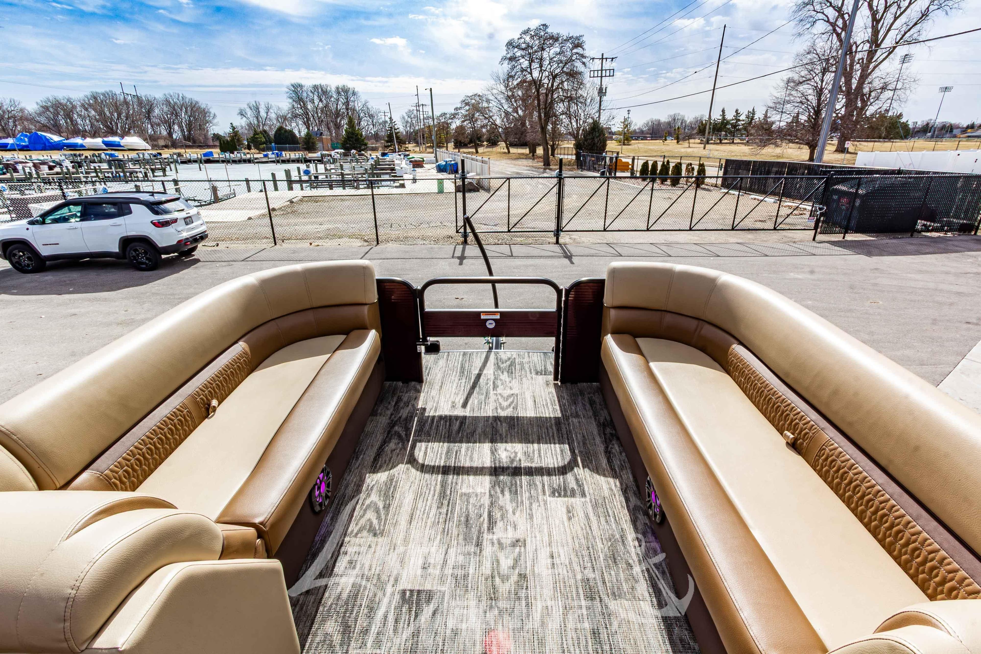 2023 Godfrey Sweetwater 2286 FS pontoon boat with spacious seating and modern design.