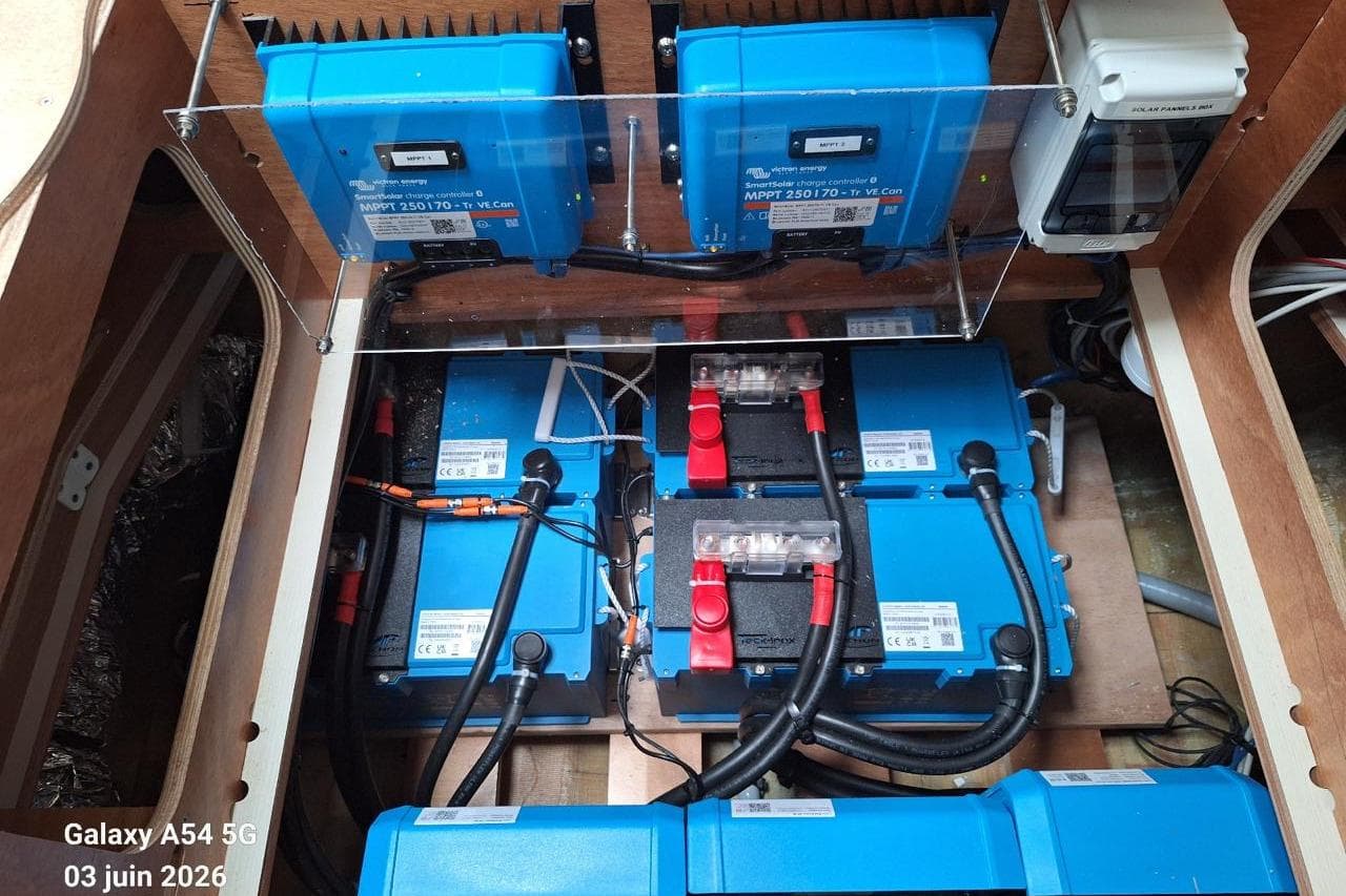 Electrical setup with batteries and controllers in a 2026 Excess 14 model.